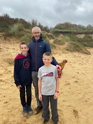 Dad with Richie & Jonnie after a crazy bare chested dog walk on the beach in Norfolk!