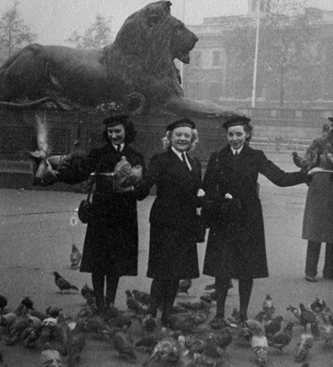 Wrens: Audrey with Hazel (left) and friend in Trafalgar Square