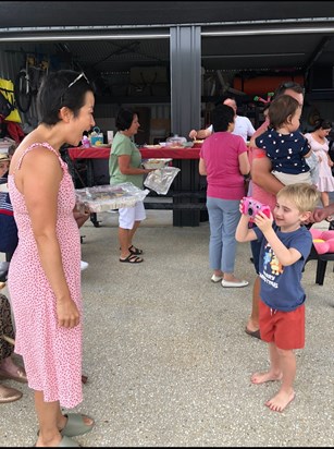 Austin taking a photo of his beautiful Aunty Ida