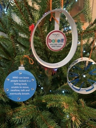 two images from the mnda tree at our church Christmas Tree Festival 
