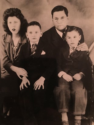 Left to Right: Ilene, Pat, Dad, and Joe