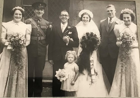 Noreen 1940 as Bridesmaid for Her Auntie Sylvia and Uncle Arthur - from cousin Sue Reid 