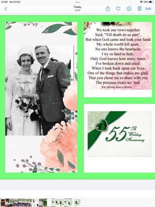 Thinking of you as always, especially today ..our 55th Wedding Anniversary xxxx