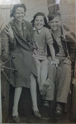 Mum aged about ten with her sister Jean and her brother David