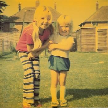 1975 - Paul and Nicola in the back garden at 42 Ravensdale