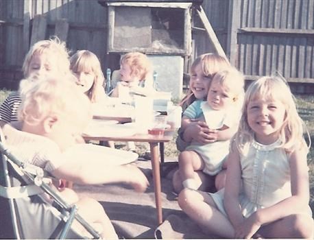 1973   Paul and his sisters, playing with next door neighbours Ashley and twins Jacqueline & Jeremy
