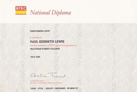 Paul's BTEC National Diploma in Performing Arts