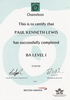 British Airways Level 1 Certificate   (Airline Ticketing)