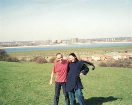 19th March 1993 - Paul and Luey, view overlooking King George V Reservoir, Chingford 