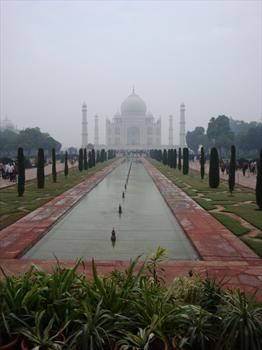 The magnificent Taj Mahal in the early morning mist