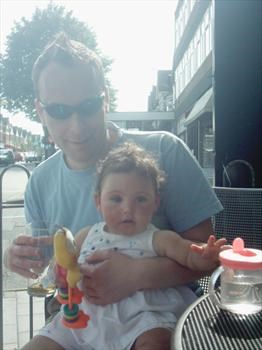  Paul and Trinity, enjoying a cool drink in Station Road, Chingford - Summer 2008   