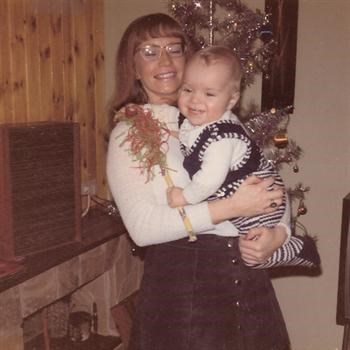 Christmas Day 1972 - Paul with Auntie Pat