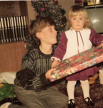 Christmas Day 1985 - Paul and cousin Zoe