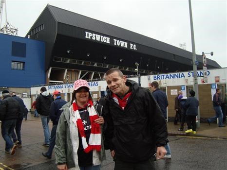 John and Michelle at Portman Road for the Ipswich Town v Sheffield United match