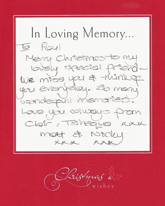 The message on Paul's card - Christmas 2012