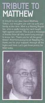 Reading FC programme tribute from Royal Holloway friends