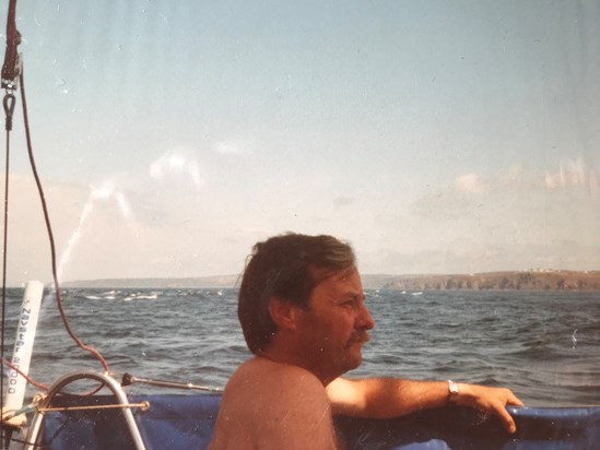 Dad sailing across the Irish sea