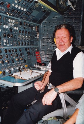 Ralph Chadwick pictured in his role as a Flight Engineer on a British Airways 747 200