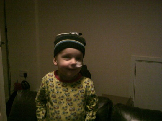 Rhys wearing his old mans hat