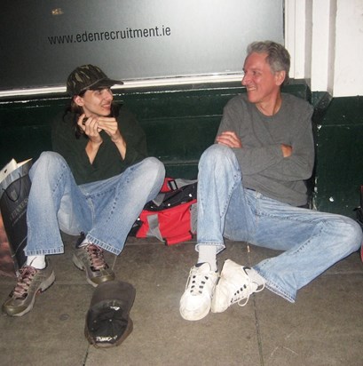 Eric playing harmonica in Dublin, Ireland with Dan in 2010