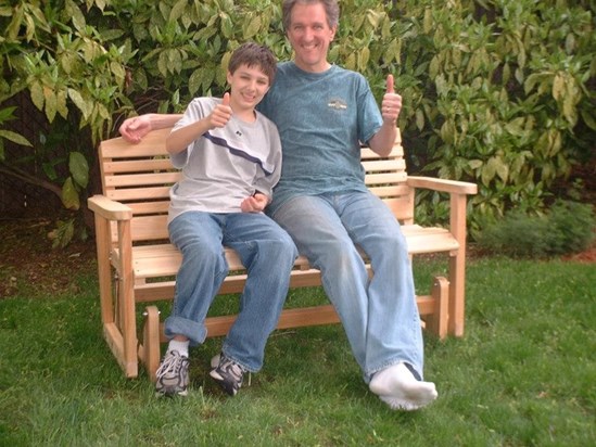 Eric and Dan on our new bench in 2005