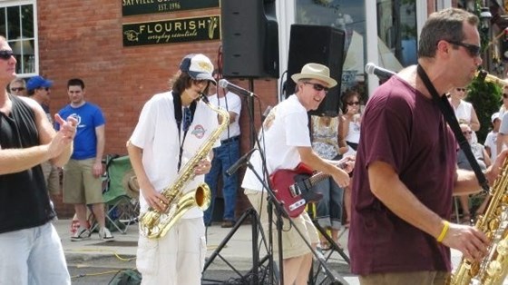 Eric with the Killer Joe band at the Sayville Festival around 2009