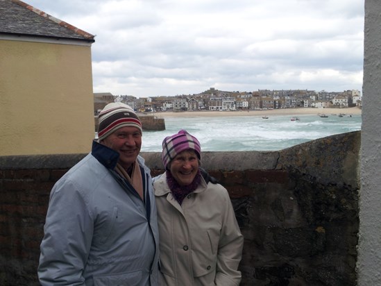 Aunty Rose and my father, Bryan on a bitterly cold day in St Ives. Missing them both ??