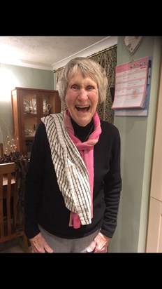 On one of our Friday evening get togethers Rosemary took her coat off to reveal a tea towel left on her shoulder from home! Nothing like being prepared to do the chores after dinner. How we laughed! ????