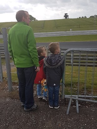 Watching the racing with his great nephews 💕