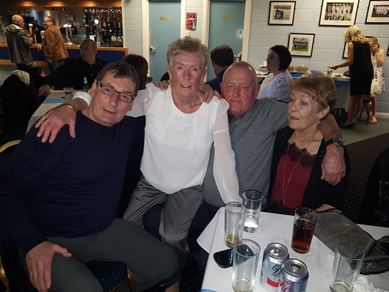 Uncle Jimbos 70th Birthday. With his 2 Sisters, Margaret & Sally & Joe brother 💙❤❤💙