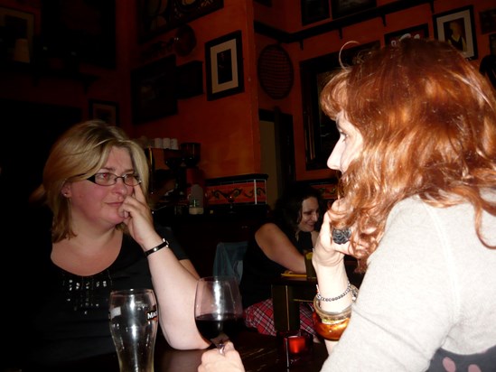 Jan and Rachel enjoying dinner before seeing Billy Elliot with Rachel's daughter Gracie September 2012