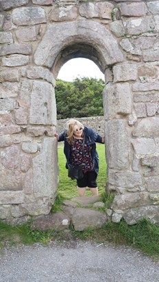 Looking for Isaac in the ruined abbey at Heysham August 2017