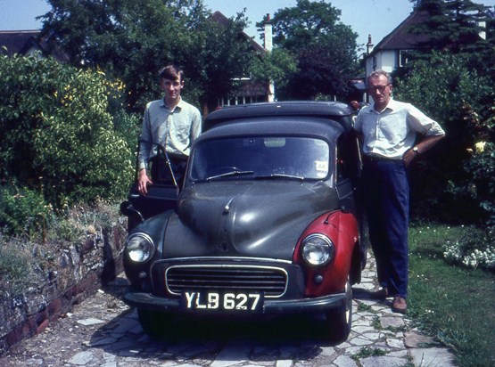 Adrian and his father with one of his first cars