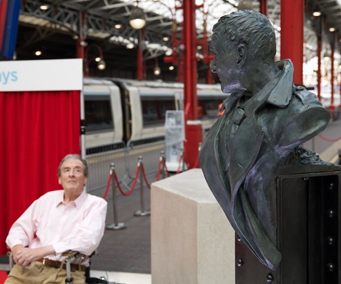 Adrian and his memorial statue at Marylebone 30 August 2022
