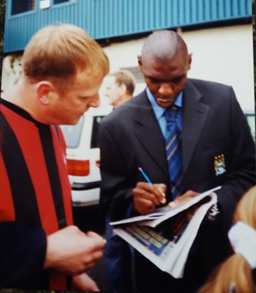 With MCFC legend, Shaun Goater 