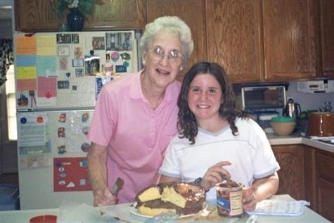 Baking cakes with granddaughter Rachael in Forest, VA.