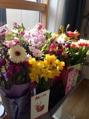 Mum's flowers at St Barnabas hospice