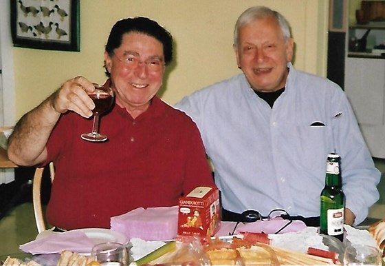 Stuart and Murray at one of my brother Steve's birthday celebrations at the home where he lived.  His visits were so appreciated by my parents Vic and Phyl and myself, Barbara.