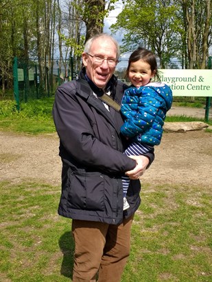 With his granddaughter Rosa at Aldenham Country Park
