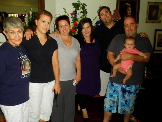 Mom, Lara, Lois, Autumn, Phil, Jason (holding Maddy), day after Dad's Arizona memorial