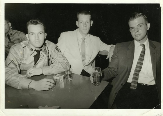 Dad (far right) with some army buddies, looking like Don Draper