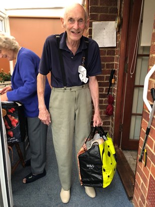 Paddy made good use of his dancing shoes even though he was just picking up and putting away his shopping.