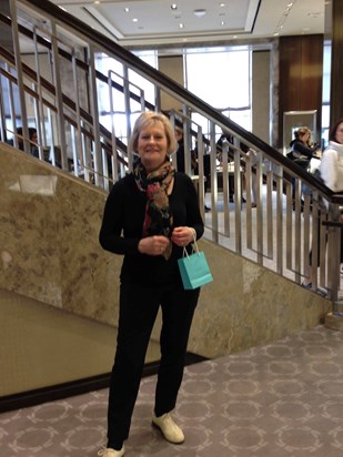 Mum in Tiffany's, NYC  - she had made a purchase!