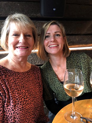 Mum and VIcky and a glass of wine