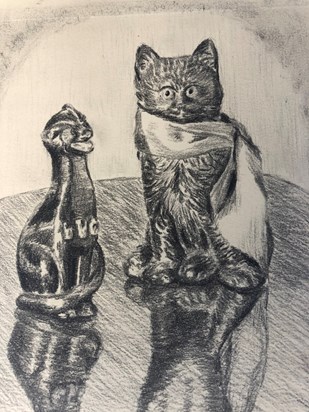 Cats, pencil drawing
