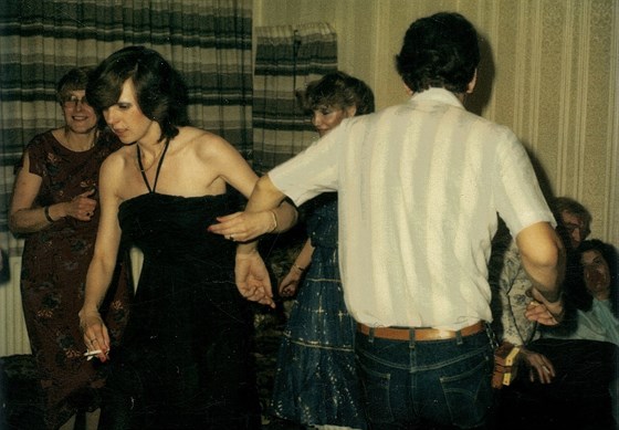 1982 Kate at a party dancing with 'Little' Dave