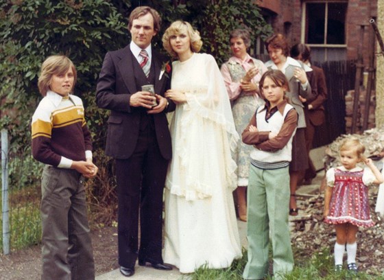 1978 Kate with me on Our Wedding Day Peel Road Back Garden 1978