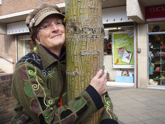 On a tree trail hunt in Nailsea in 2012. Rachel was a true tree hugger!