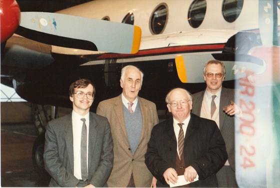 Gordon at work with the Viscount and colleagues (me the "youthee" one far left).  Gordon is far right in the picture - bet he's having a yarn with Reg Evans now (little chap in front), another fine Vickers/BAC man who passed away in recent years too.