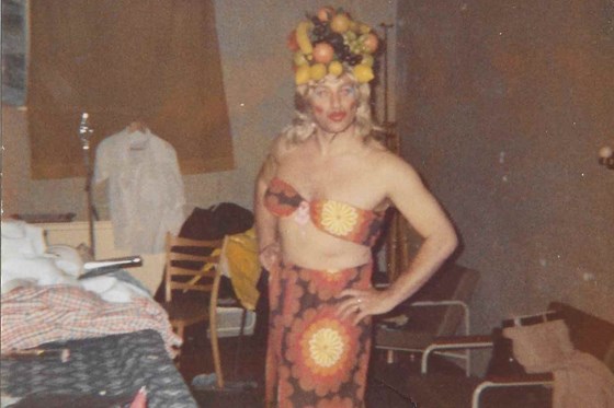 Dad dressed as Carmen Miranda 1979